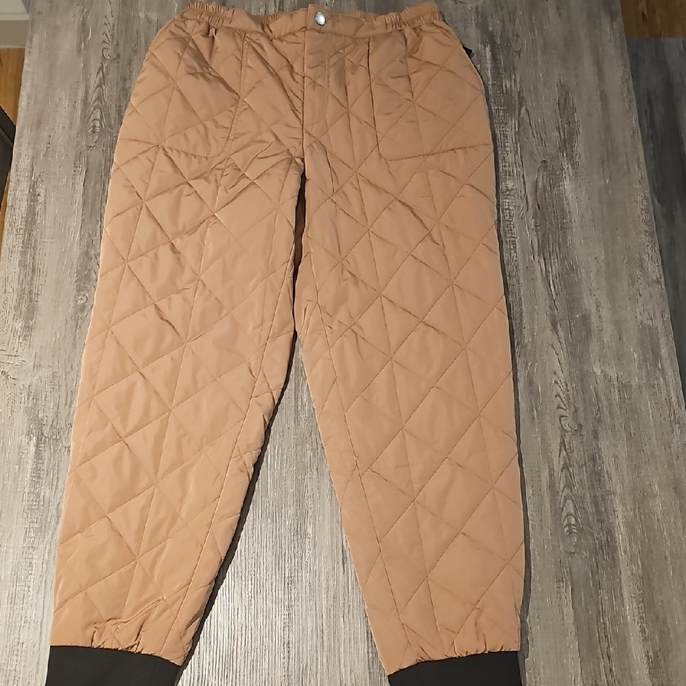 Quilted Tan Joggers for Women